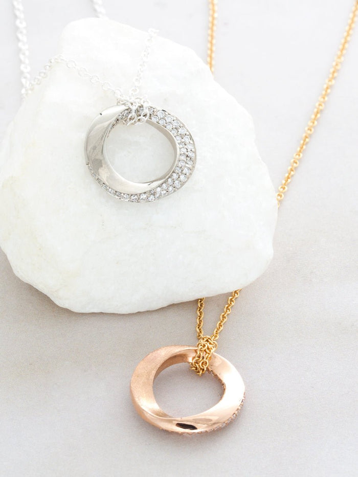 Infinity Tiny Circle Diamond Pave Pendant - Pamela Lauz Jewellery