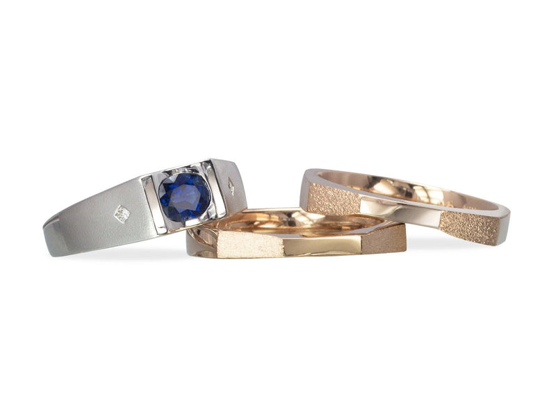 Interlocking Sapphire and Diamond Wedding Rings - Pamela Lauz Jewellery