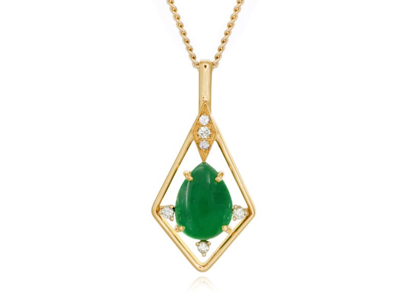 Jade Diamond Gold Pendant - Pamela Lauz Jewellery