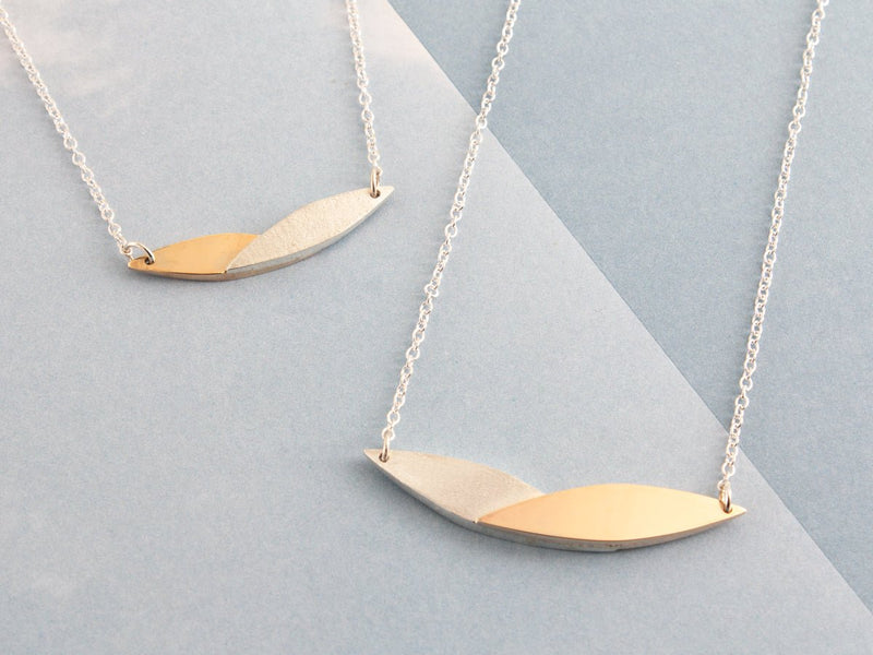 Kayak Horizontal Gold and Silver Two-Tone Bar Necklace - Pamela Lauz Jewellery