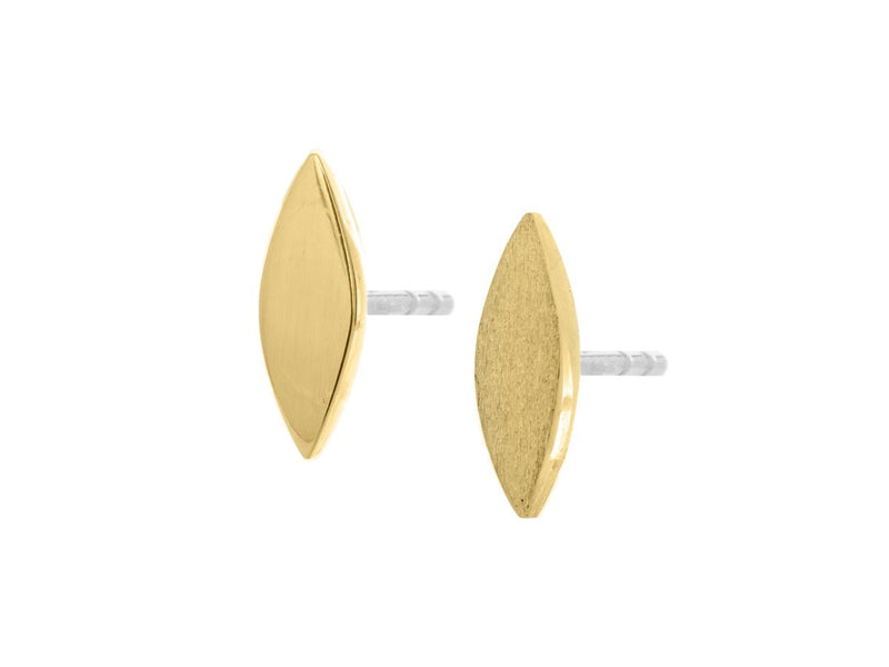 Kayak Marquise Silver Gold Stud Earrings - Pamela Lauz Jewellery