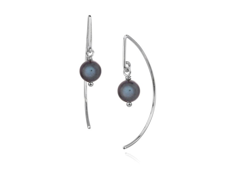 Lantern Black Pearl Arc Dangle Earrings - Pamela Lauz Jewellery