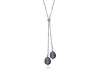 Lantern Black Pearl Dainty Lariat Necklace - Pamela Lauz Jewellery