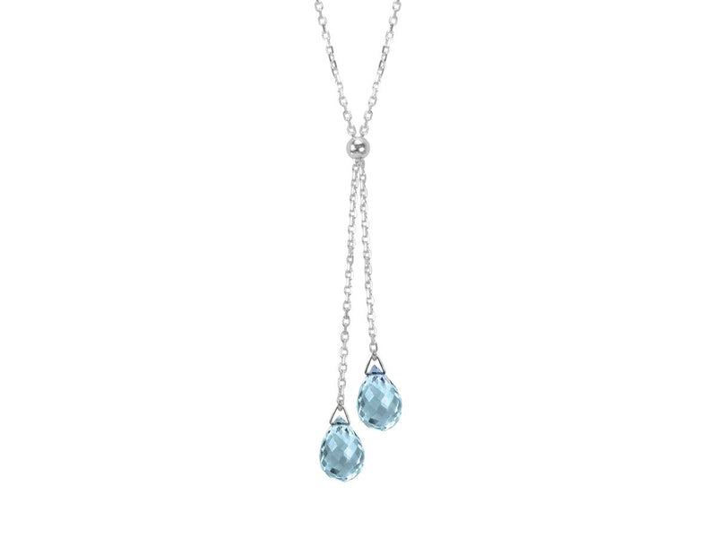Lantern Blue Topaz Dainty Lariat Necklace - Pamela Lauz Jewellery