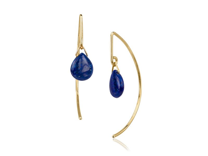 Lantern Lapis Lazuli Arc Dangle Earrings - Pamela Lauz Jewellery