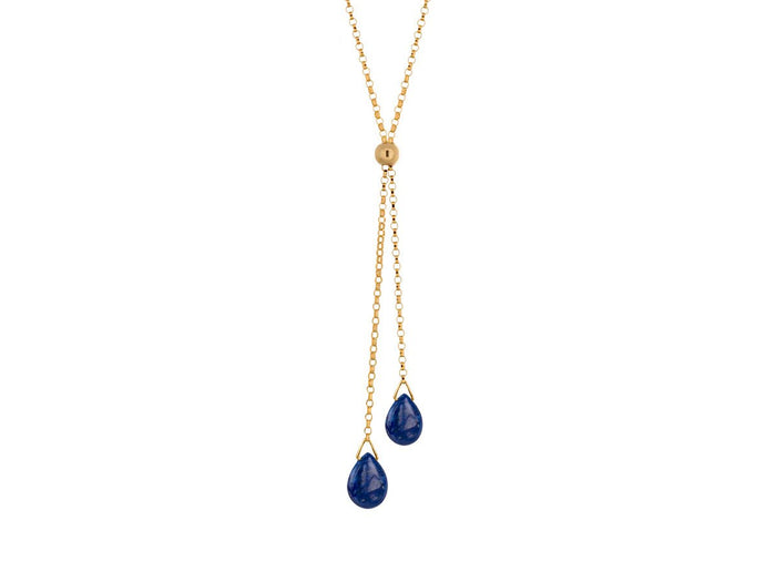 Lantern Lapis Lazuli Dainty Lariat Necklace - Pamela Lauz Jewellery