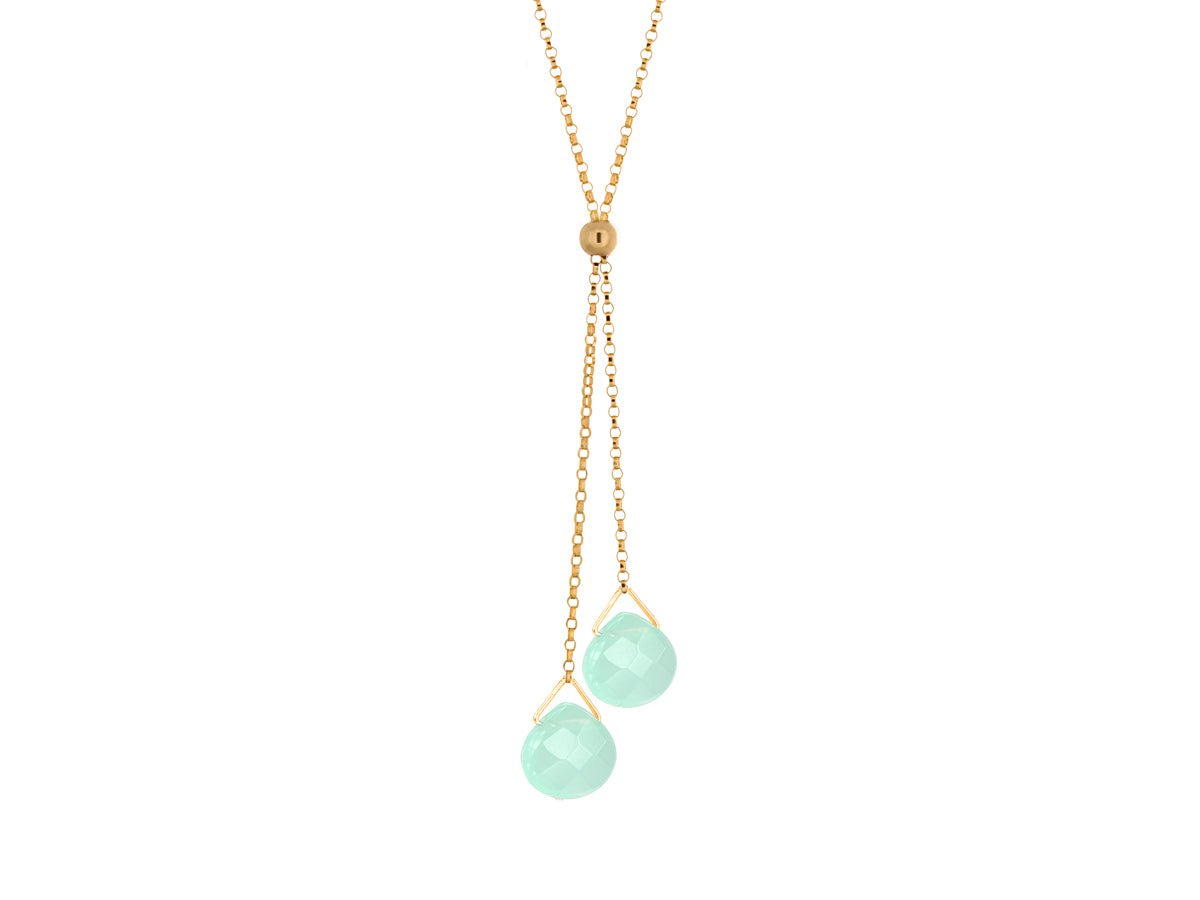 Lantern Ocean Quartz Dainty Lariat Necklace - Pamela Lauz Jewellery