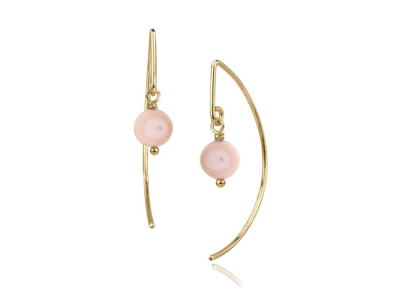 Lantern Pink Pearl Arc Dangle Earrings - Pamela Lauz Jewellery