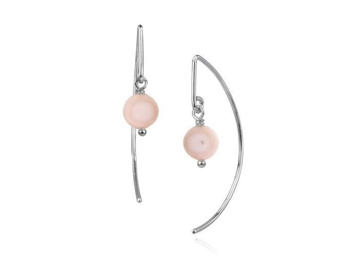Lantern Pink Pearl Arc Dangle Earrings - Pamela Lauz Jewellery