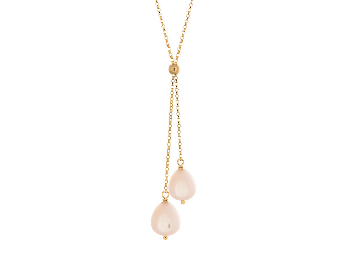 Lantern Pink Pearl Dainty Lariat Necklace - Pamela Lauz Jewellery