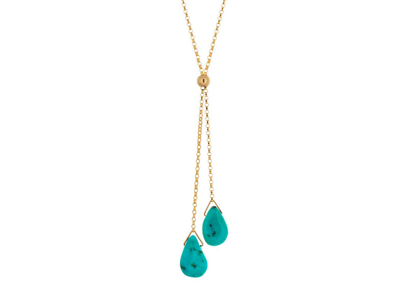 Lantern Turquoise Dainty Lariat Necklace - Pamela Lauz Jewellery
