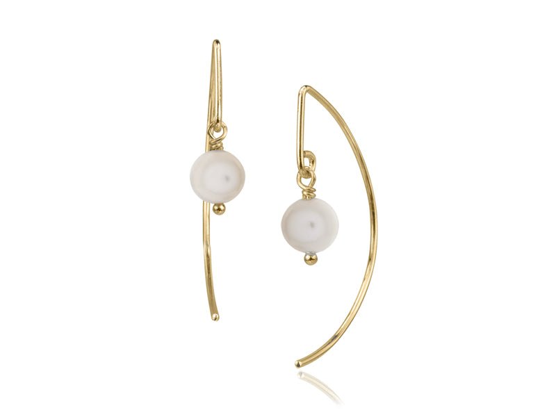 Lantern White Pearl Arc Dangle Earrings - Pamela Lauz Jewellery