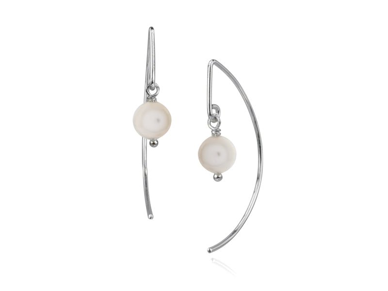Lantern White Pearl Arc Dangle Earrings - Pamela Lauz Jewellery