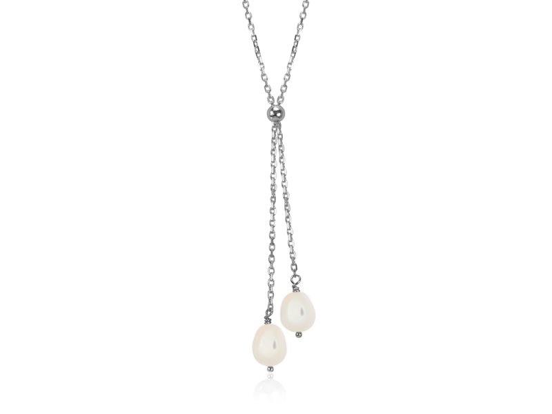 Lantern White Pearl Dainty Lariat Necklace - Pamela Lauz Jewellery