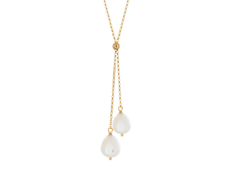 Lantern White Pearl Dainty Lariat Necklace - Pamela Lauz Jewellery
