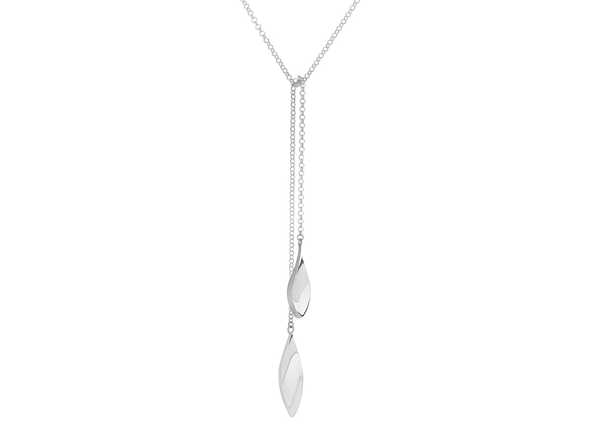 Laurel Long Solid Leaf Lariat Necklace - Pamela Lauz Jewellery