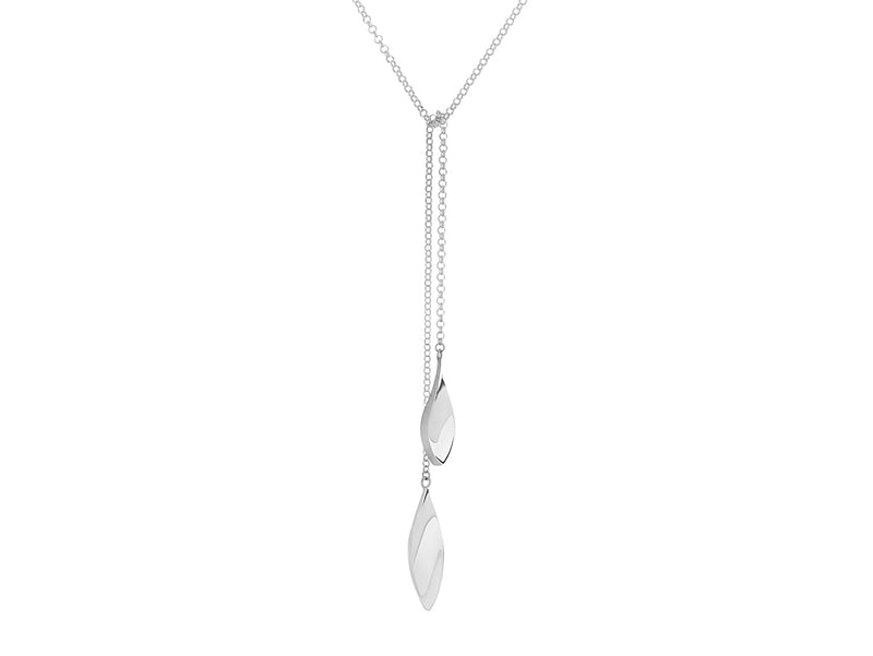 Laurel Long Solid Leaf Lariat Necklace - Pamela Lauz Jewellery