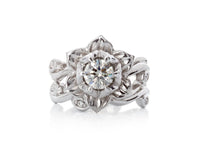 Lotus Flower Diamond Wedding Rings - Pamela Lauz Jewellery