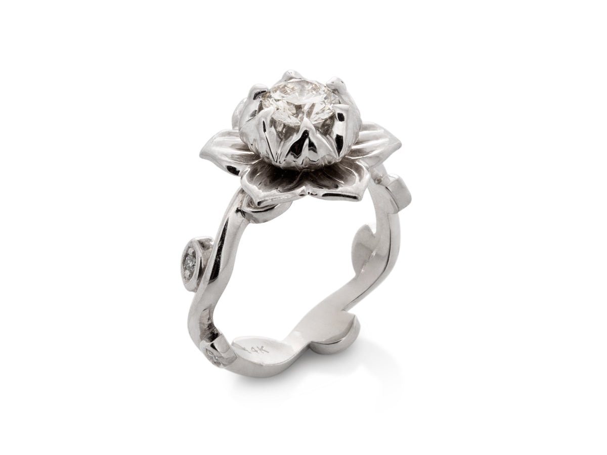 Lotus Flower Diamond Wedding Rings - Pamela Lauz Jewellery