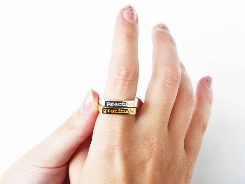 Mantra Inspirational Gold Ring - Inspire | Choose | Practice | Discover - Pamela Lauz Jewellery