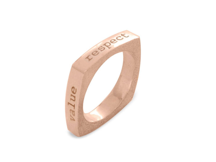 Mantra Inspirational Gold Ring - Love | Trust | Value | Respect - Pamela Lauz Jewellery