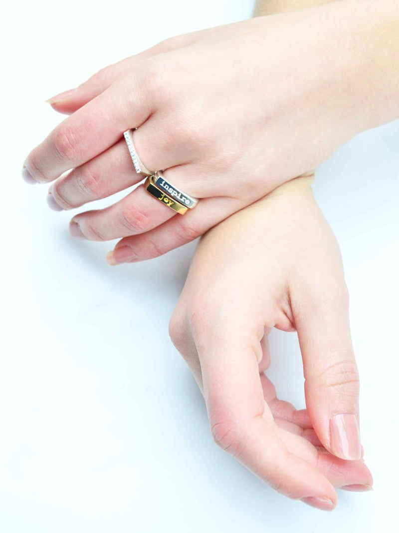Mantra Inspirational Ring - Inspire | Choose | Practice | Discover - Pamela Lauz Jewellery