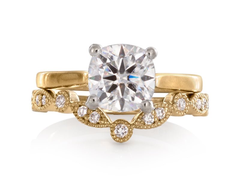 Marquise Vintage Gold and Diamond Wedding Band - Pamela Lauz Jewellery
