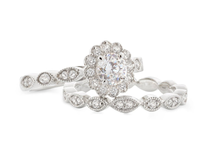 Marquise Vintage Wedding Rings - Pamela Lauz Jewellery