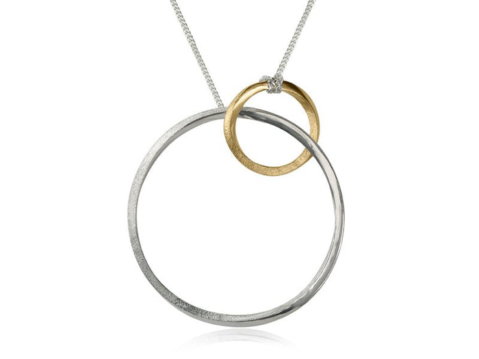 Mobius Large Duo Silver and Gold Plated Twist Necklace - Pamela Lauz Jewellery