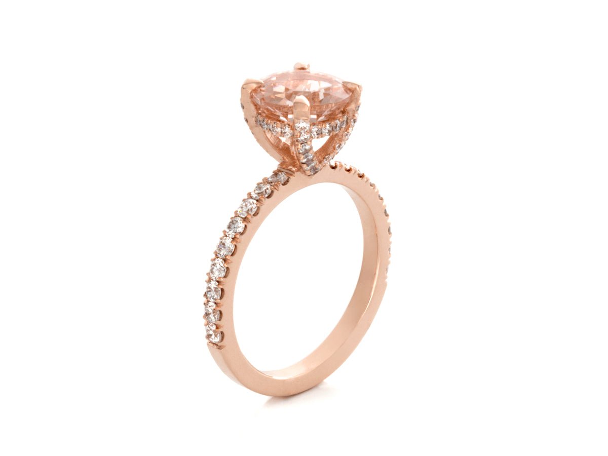 Morganite and Diamond Rose Gold Engagement Ring - Pamela Lauz Jewellery
