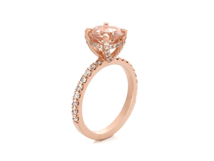 Morganite and Diamond Rose Gold Engagement Ring - Pamela Lauz Jewellery