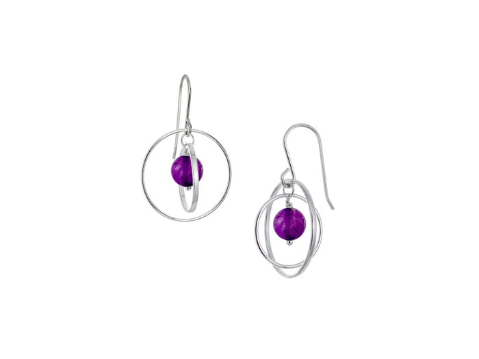Orbit Amethyst Loop Earrings - Pamela Lauz Jewellery