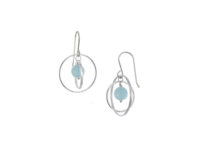 Orbit Aquamarine Loop Earrings - Pamela Lauz Jewellery
