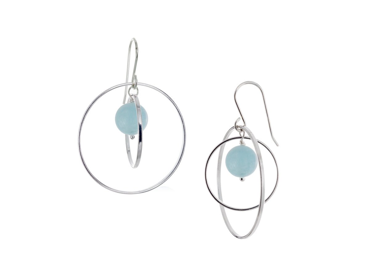 Orbit Aquamarine Loop Earrings - Pamela Lauz Jewellery