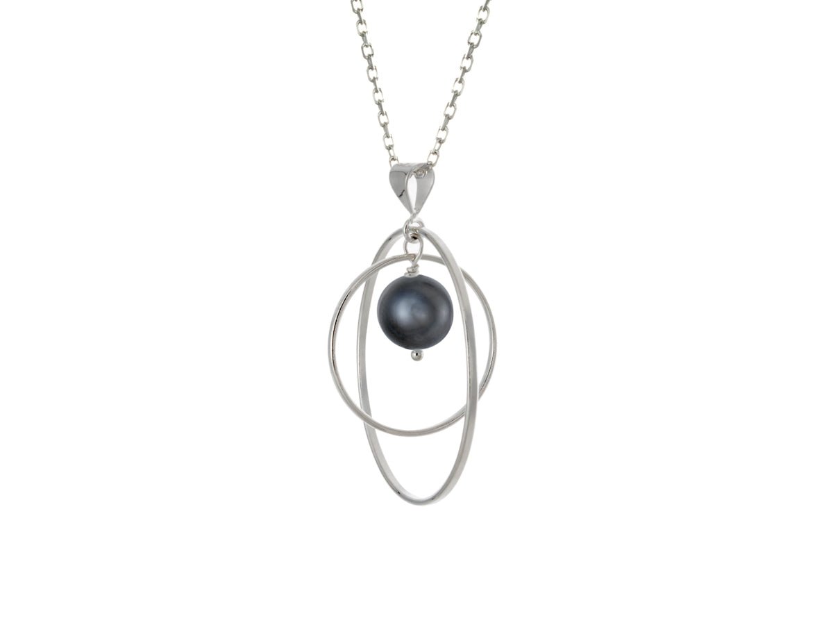 Orbit Black Pearl Loop Necklace - Pamela Lauz Jewellery