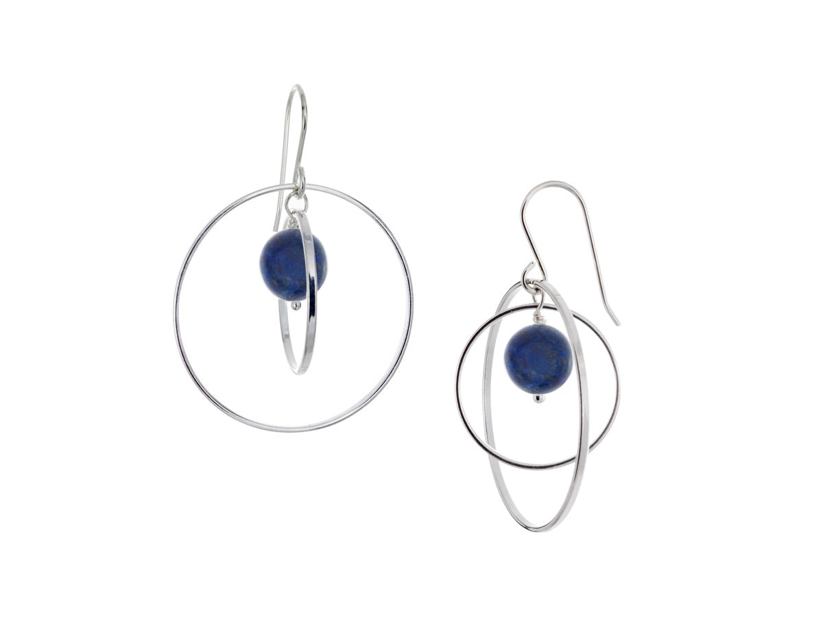 Orbit Lapis Lazuli Loop Earrings - Pamela Lauz Jewellery