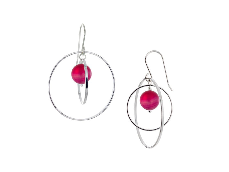 Orbit Pink Agate Loop Earrings - Pamela Lauz Jewellery