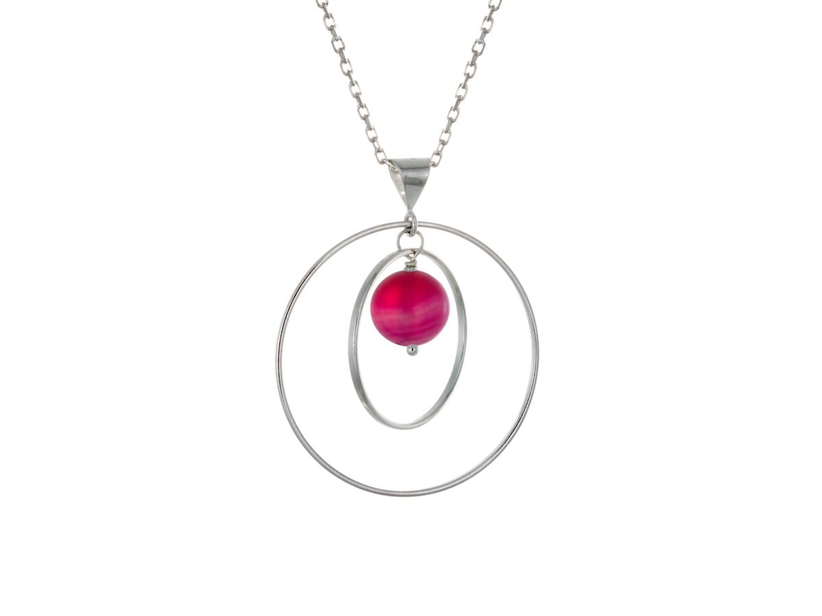 Orbit Pink Agate Loop Necklace - Pamela Lauz Jewellery