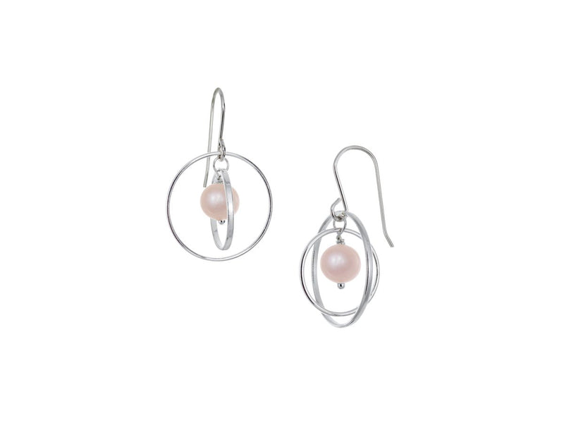 Orbit Pink Pearl Loop Earrings - Pamela Lauz Jewellery