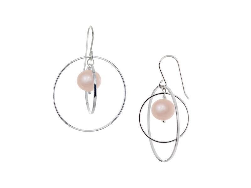 Orbit Pink Pearl Loop Earrings - Pamela Lauz Jewellery