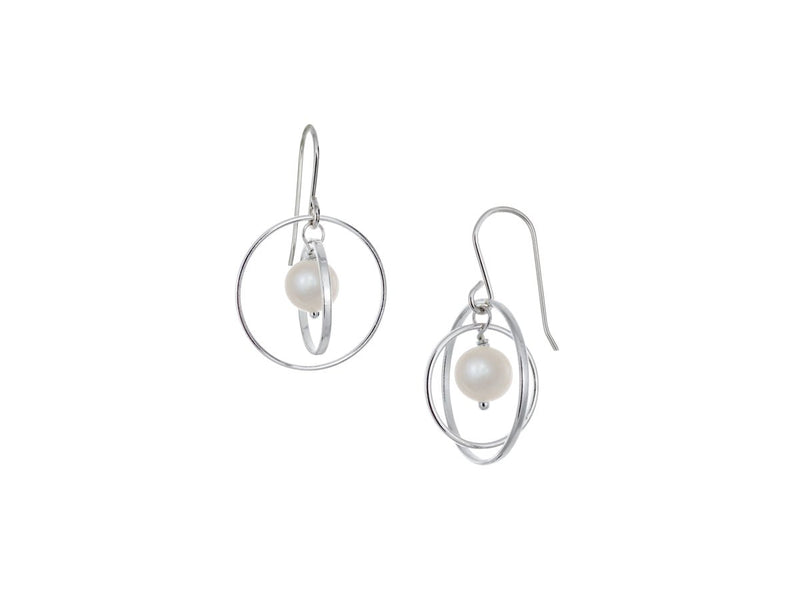 Orbit White Pearl Loop Earrings - Pamela Lauz Jewellery