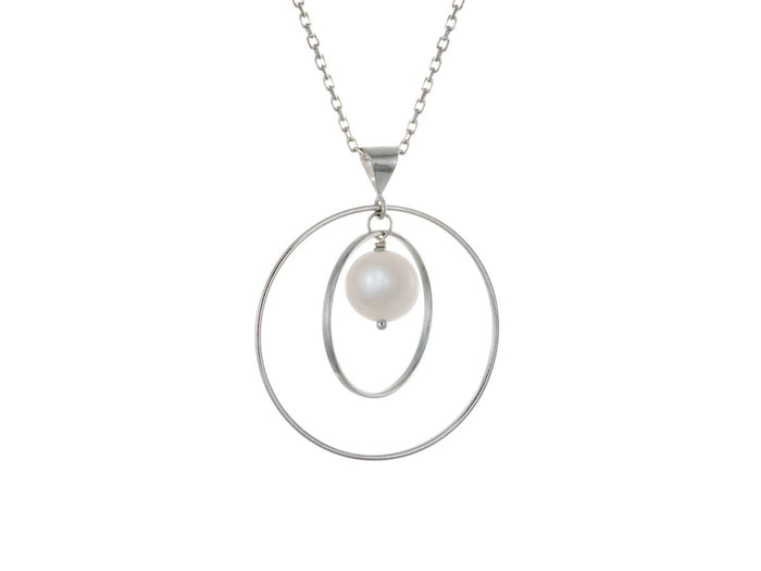 Orbit White Pearl Loop Necklace - Pamela Lauz Jewellery