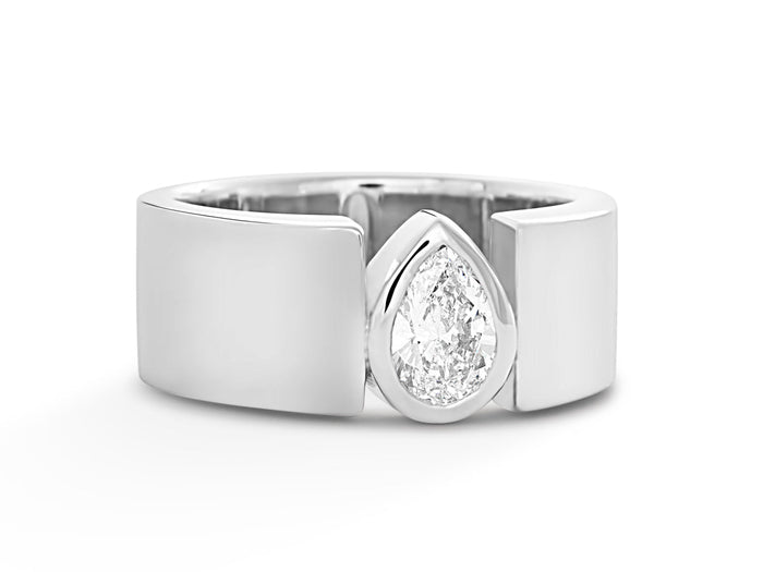 Pear Cut Diamond Wide Ring - Pamela Lauz Jewellery