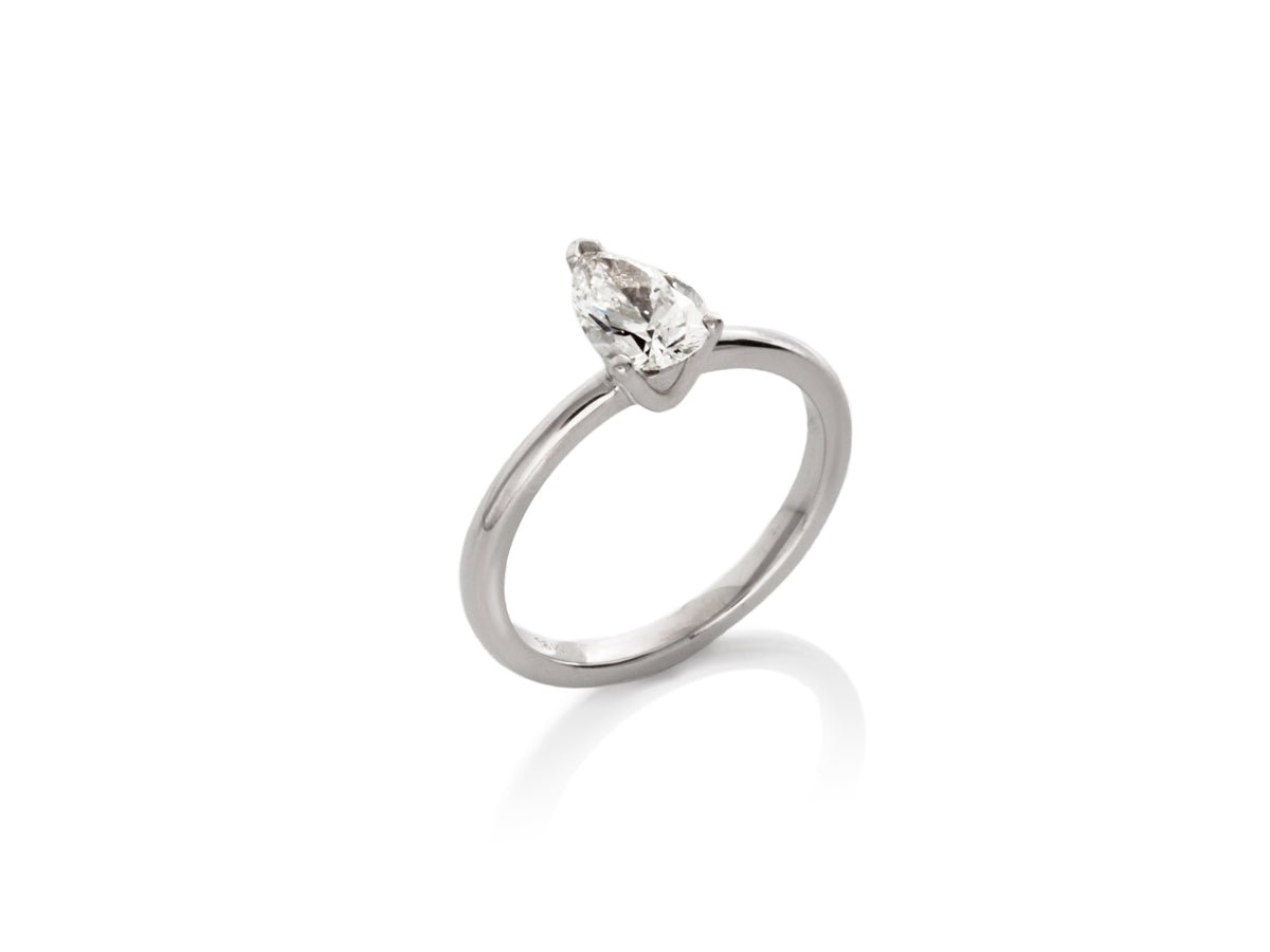 Pear-shaped Diamond Solitaire Engagement Ring - Pamela Lauz Jewellery
