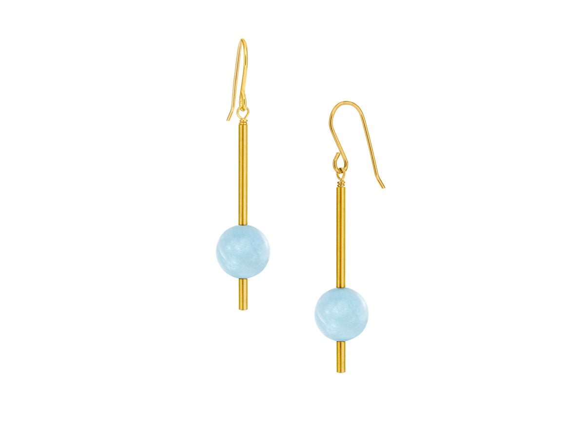 Pendulum Aquamarine Drop Earrings - Pamela Lauz Jewellery