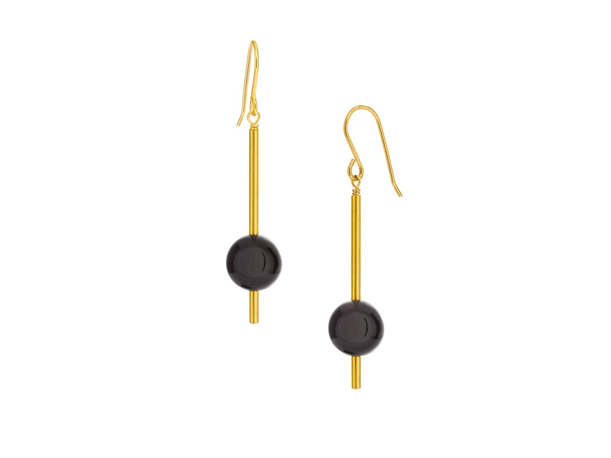 Pendulum Black Onyx Drop Earrings - Pamela Lauz Jewellery