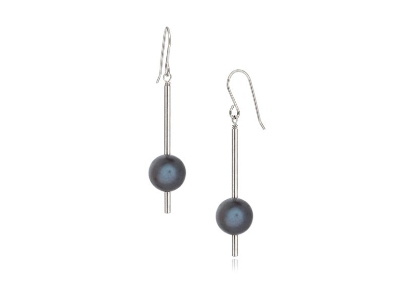 Pendulum Black Pearl Drop Earrings - Pamela Lauz Jewellery