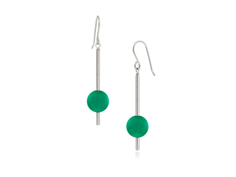 Pendulum Green Agate Drop Earrings - Pamela Lauz Jewellery