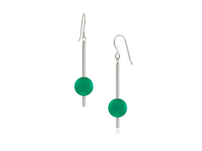Pendulum Green Agate Drop Earrings - Pamela Lauz Jewellery