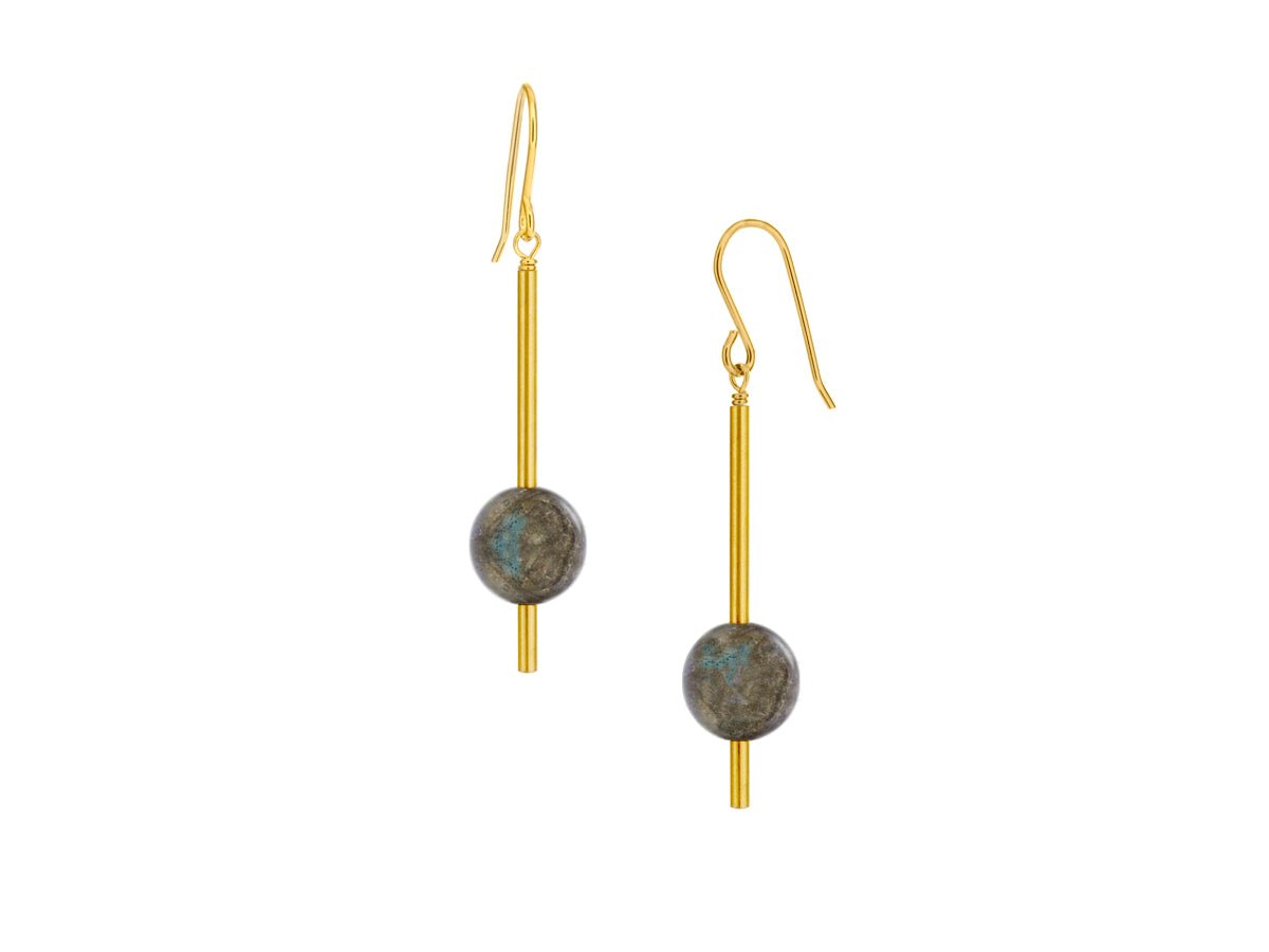 Pendulum Labradorite Drop Earrings - Pamela Lauz Jewellery